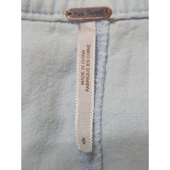 Free People Denim Mini Swing Skirt 6 Western Button Front Light Bleach Wash I13 - Picture 7 of 10